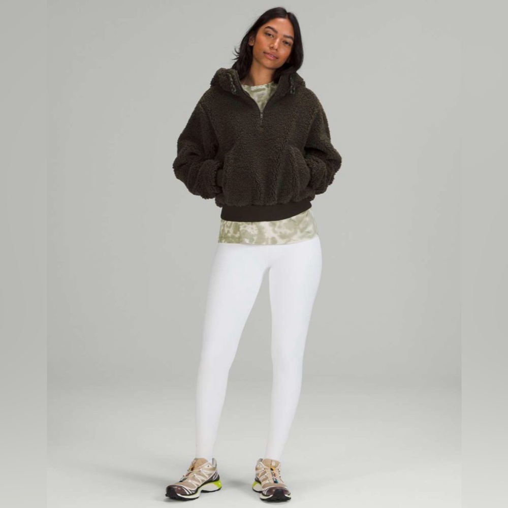Lululemon Textured Fleece 1/2 Zip Dark Olive Size 10 - Picture 2 of 8